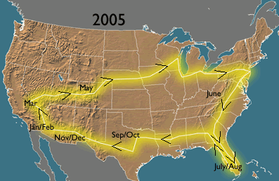 Our motorhome's travels in 2005